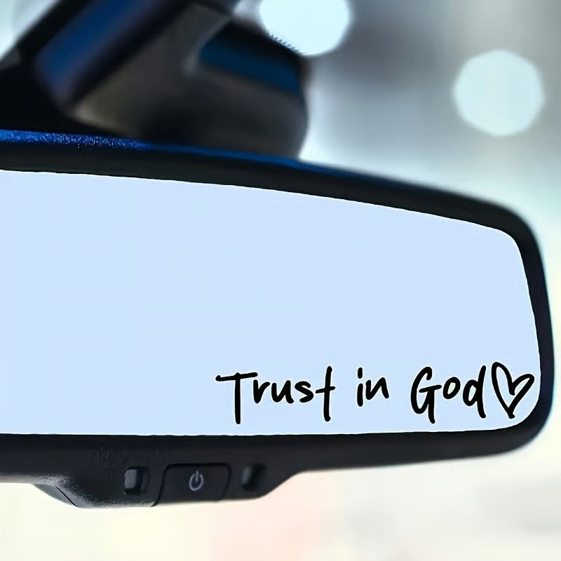 💫Trust in God Car Rearview Mirror Sticker🚗Car Rearview Mirror Decal, Inspirational Vinyl Sticker✝️Ideal Christian Gift