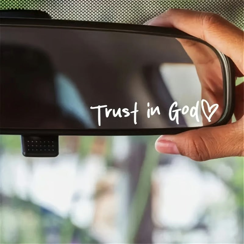 💫Trust in God Car Rearview Mirror Sticker🚗Car Rearview Mirror Decal, Inspirational Vinyl Sticker✝️Ideal Christian Gift