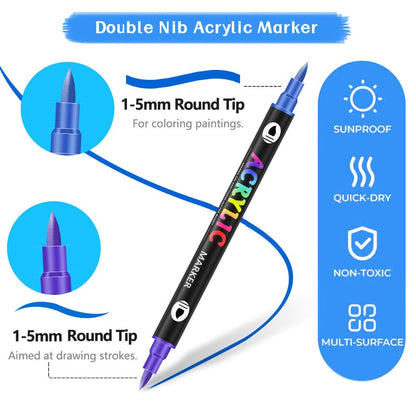 🌈✨Dual Tip Acrylic Paint Pen Marker🖌️24/48/72/120 Colors