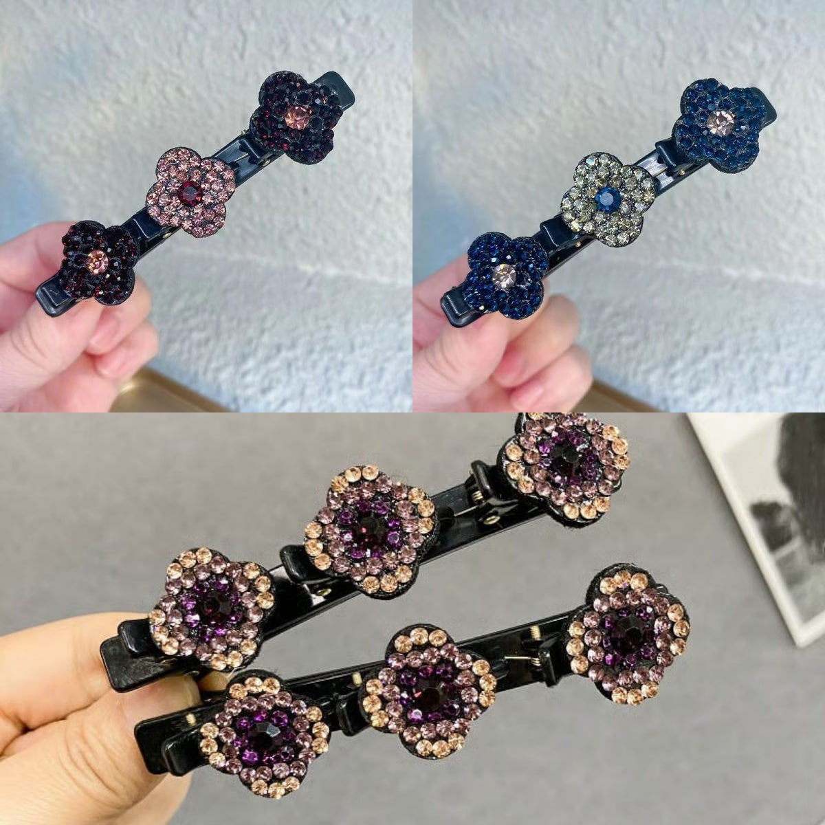 ✨ Last Day 49% OFF 🌸Sparkling Crystal Stone Braided Hair Clips✨