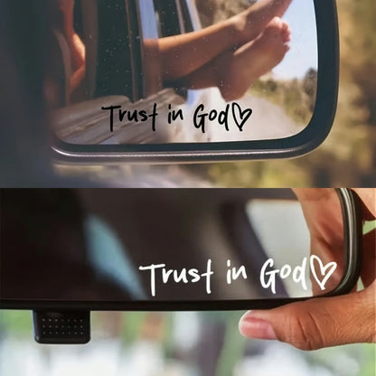 ✨💫Trust in God Car Rearview Mirror Sticker🚗Car Rearview Mirror Decal, Inspirational Vinyl Sticker✝️Ideal Christian Gift