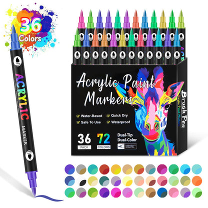 🌈✨Dual Tip Acrylic Paint Pen Marker🖌️24/48/72/120 Colors