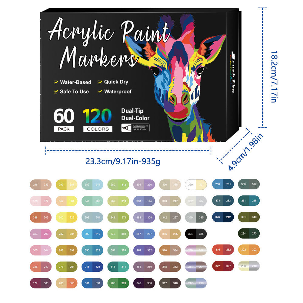 🌈✨Dual Tip Acrylic Paint Pen Marker🖌️24/48/72/120 Colors