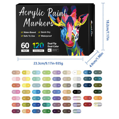 🌈✨Dual Tip Acrylic Paint Pen Marker🖌️24/48/72/120 Colors