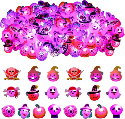 💍 Halloween Hot Sale Promotion 70% OFF🔥 Halloween 50Pcs LED glowing ring(Featuring 18 creepy-cute shapes)