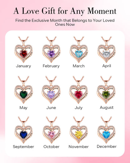 S925 Sterling Silver Necklace for Women Wife Rose Gold Mom Girlfriend Daughter Heart