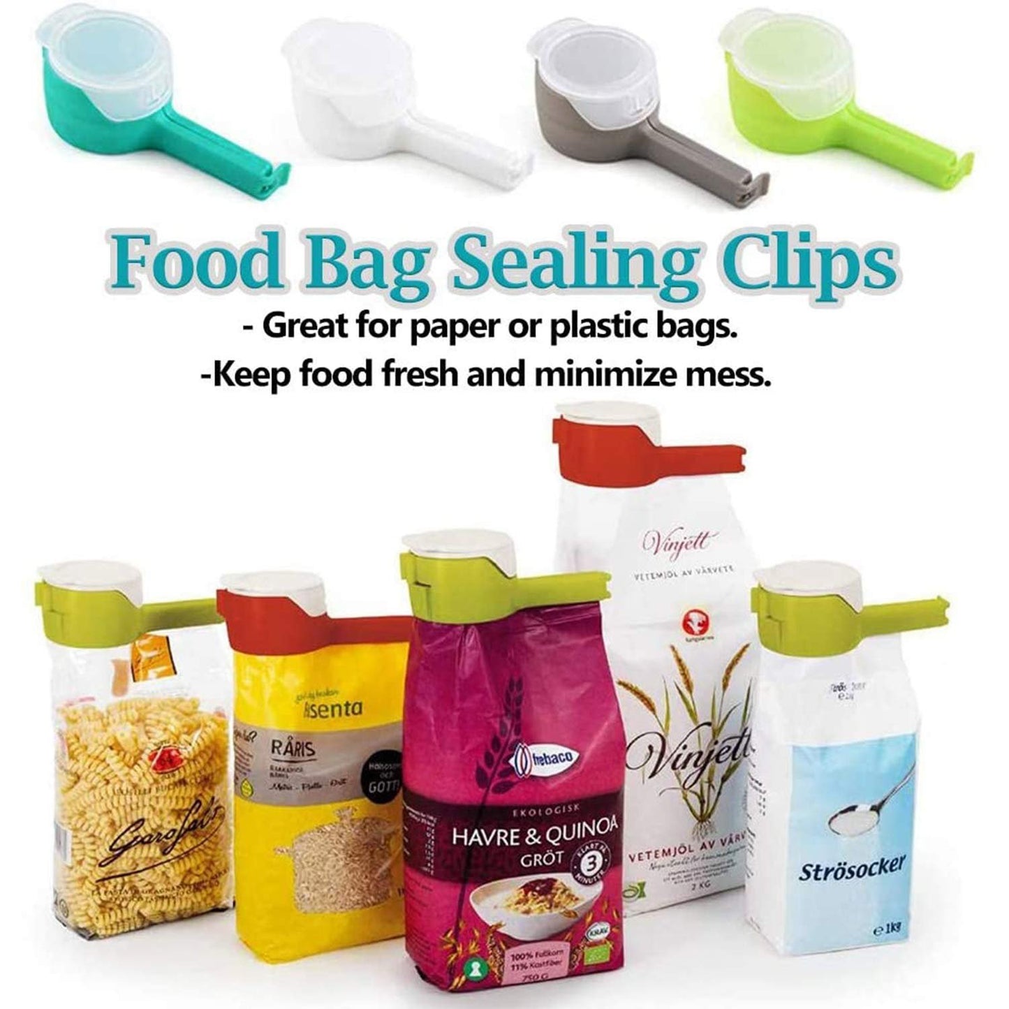 🛒✨ Lock in Freshness with Food Storage Sealing Clips Featuring Easy-Pour Spouts! 🍽️🔗
