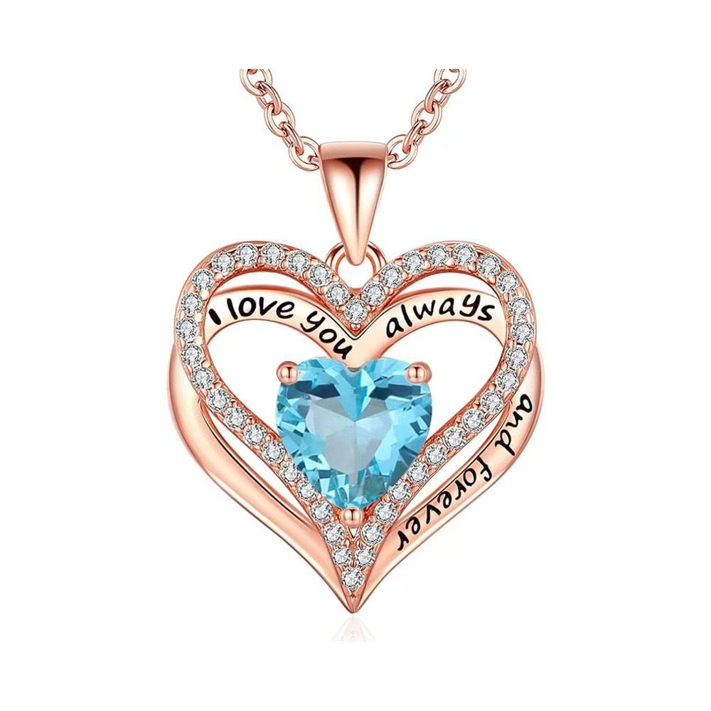 S925 Sterling Silver Necklace for Women Wife Rose Gold Mom Girlfriend Daughter Heart