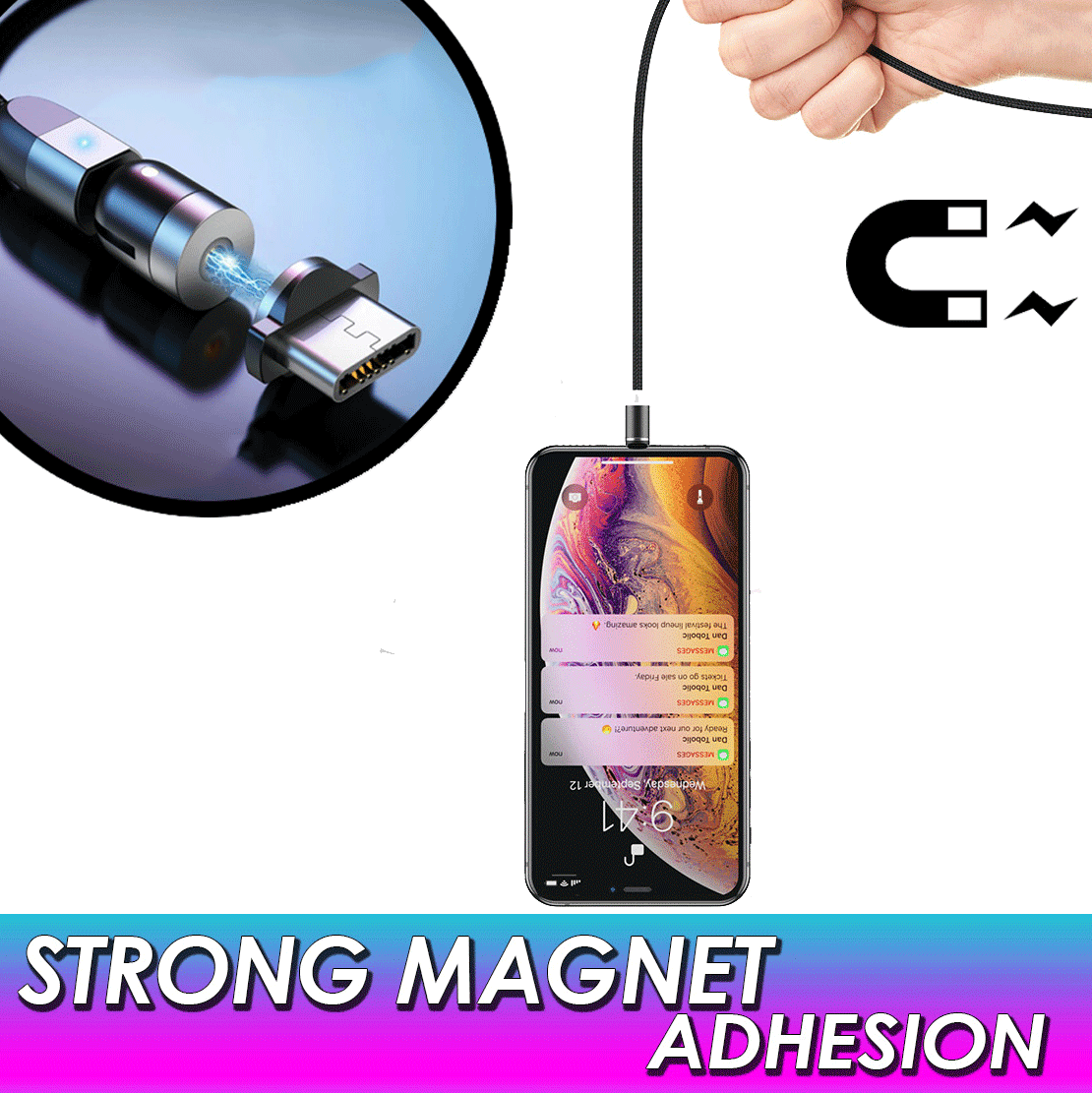 ODALIT™ Double 360° Magnetic Cable 2M
