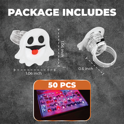 💍 Halloween Hot Sale Promotion 70% OFF🔥 Halloween 50Pcs LED glowing ring(Featuring 18 creepy-cute shapes)