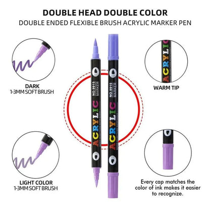 🌈✨Dual Tip Acrylic Paint Pen Marker🖌️24/48/72/120 Colors