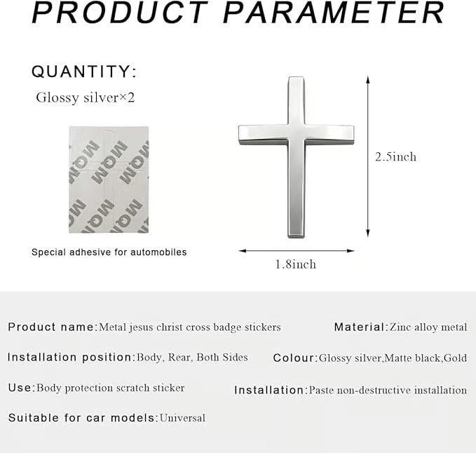 ✝️ Metal Jesus Christ Cross Badge Stickers