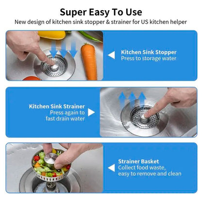 🔥Upgraded 3 in 1 Kitchen Sink Drain Strainer
