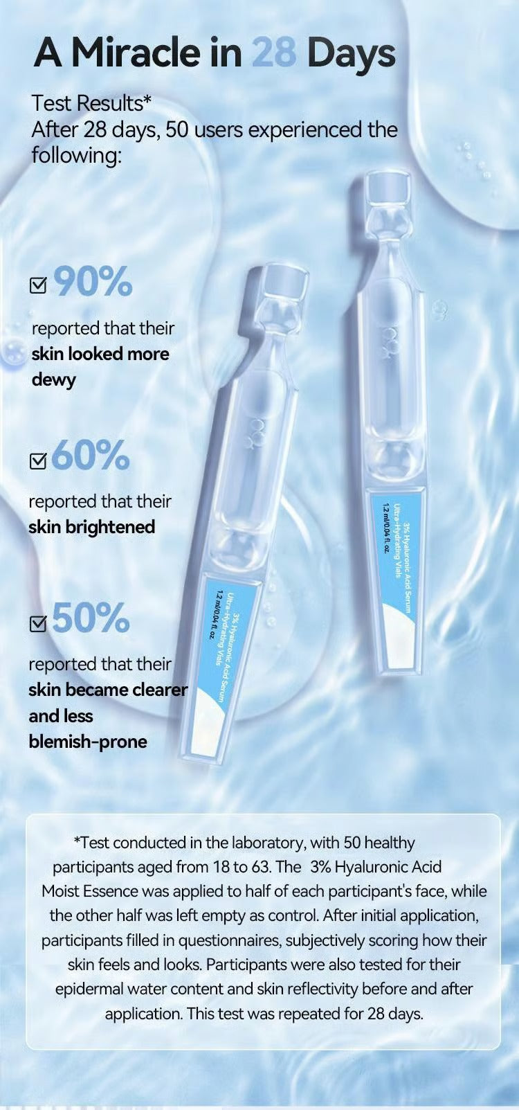 🏆Flash Sale⚡ 50K+ SOLD! Almost Gone-💥Ultra-Hydrating Serum -Vegan | 3% Hyaluronic Acid Glass Skin Single-Use Vials Skincare Comfort，，Best gifts