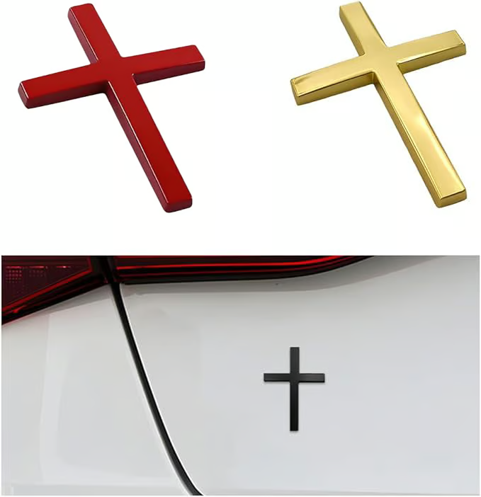 ✝️ Metal Jesus Christ Cross Badge Stickers
