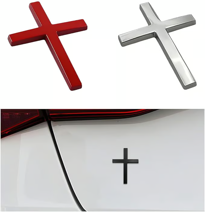 ✝️ Metal Jesus Christ Cross Badge Stickers
