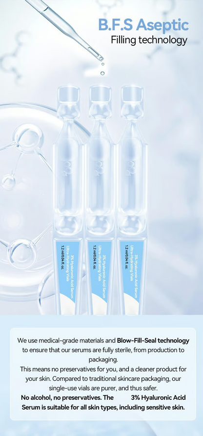 🏆Flash Sale⚡ 50K+ SOLD! Almost Gone-💥Ultra-Hydrating Serum -Vegan | 3% Hyaluronic Acid Glass Skin Single-Use Vials Skincare Comfort，，Best gifts