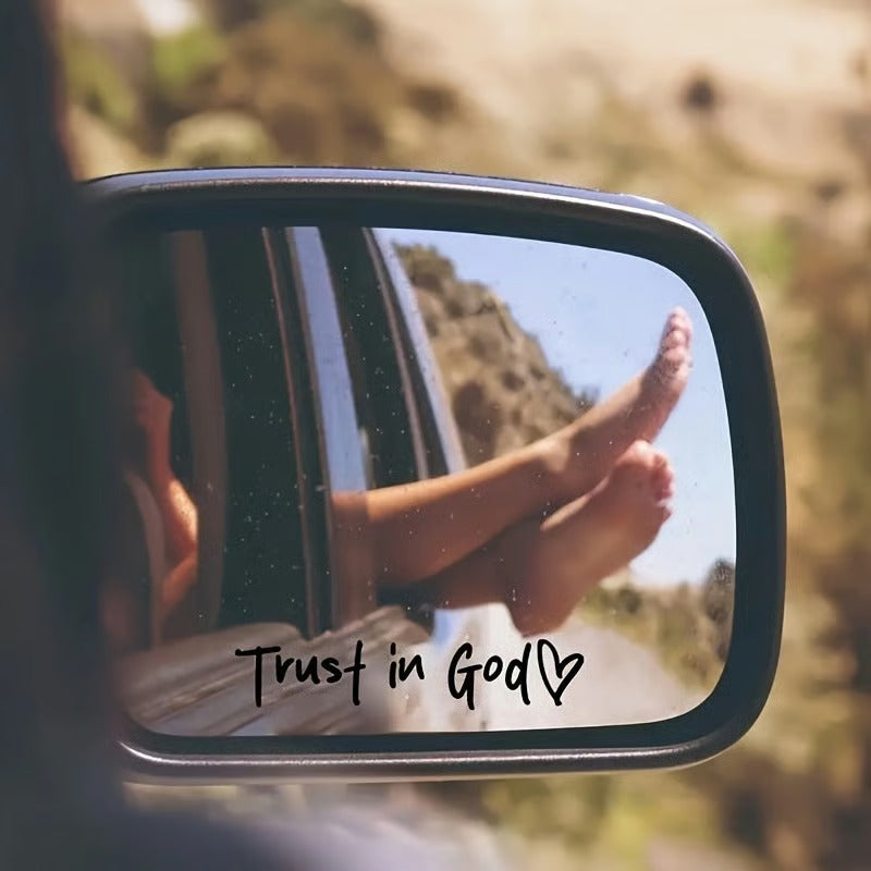 💫Trust in God Car Rearview Mirror Sticker🚗Car Rearview Mirror Decal, Inspirational Vinyl Sticker✝️Ideal Christian Gift